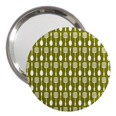 Olive Green Spatula Spoon Pattern 3  Handbag Mirrors by GardenOfOphir