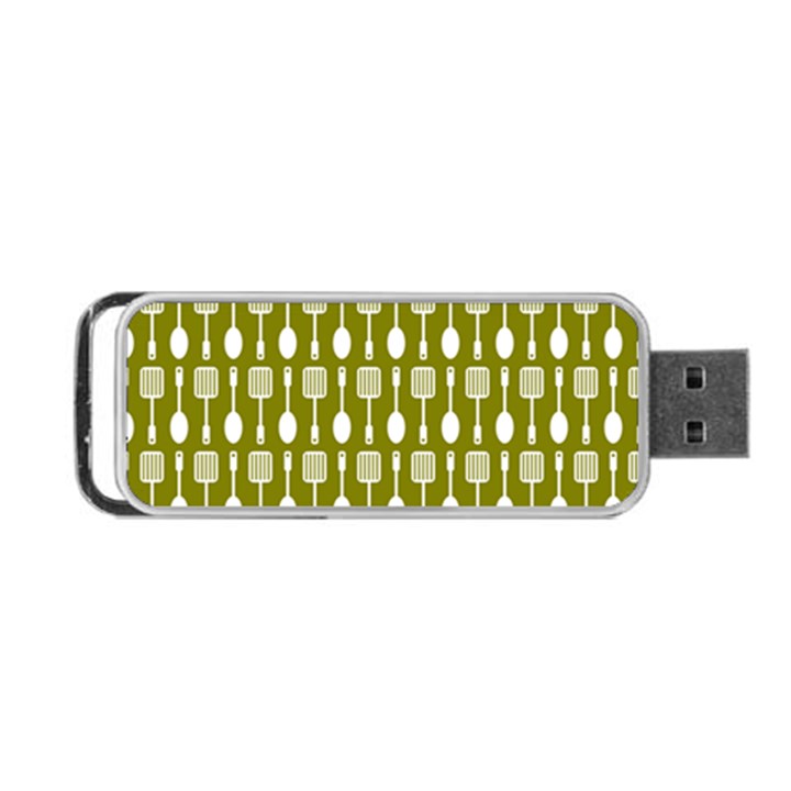 Olive Green Spatula Spoon Pattern Portable USB Flash (One Side)