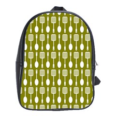 Olive Green Spatula Spoon Pattern School Bags (xl)  by GardenOfOphir