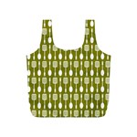 Olive Green Spatula Spoon Pattern Full Print Recycle Bags (S)  Back