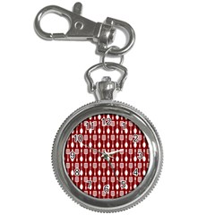 Red And White Kitchen Utensils Pattern Key Chain Watches by GardenOfOphir