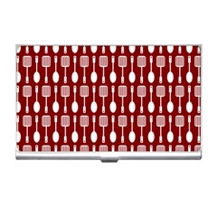 Red And White Kitchen Utensils Pattern Business Card Holders by GardenOfOphir