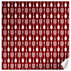 Red And White Kitchen Utensils Pattern Canvas 12  X 12   by GardenOfOphir