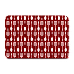 Red And White Kitchen Utensils Pattern Plate Mats by GardenOfOphir