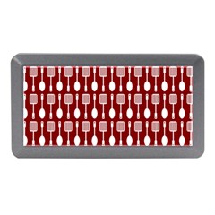 Red And White Kitchen Utensils Pattern Memory Card Reader (mini) by GardenOfOphir