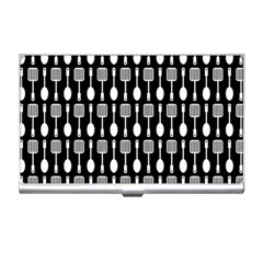 Black And White Spatula Spoon Pattern Business Card Holders by GardenOfOphir