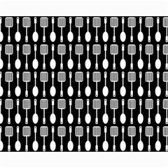 Black And White Spatula Spoon Pattern Collage 8  X 10  by GardenOfOphir