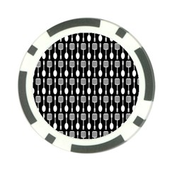 Black And White Spatula Spoon Pattern Poker Chip Card Guards by GardenOfOphir