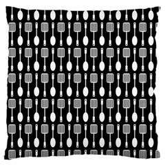 Black And White Spatula Spoon Pattern Large Flano Cushion Cases (two Sides)  by GardenOfOphir