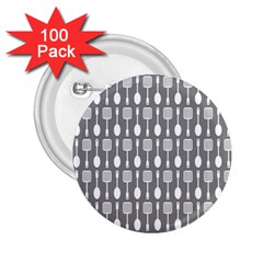 Gray And White Kitchen Utensils Pattern 2 25  Buttons (100 Pack) 