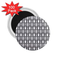 Gray And White Kitchen Utensils Pattern 2 25  Magnets (100 Pack)  by GardenOfOphir