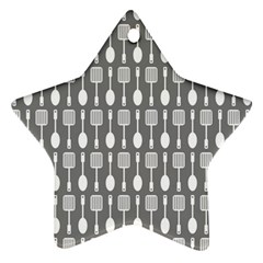 Gray And White Kitchen Utensils Pattern Star Ornament (two Sides)  by GardenOfOphir