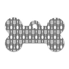 Gray And White Kitchen Utensils Pattern Dog Tag Bone (two Sides) by GardenOfOphir