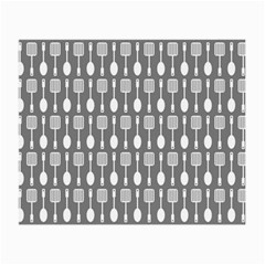 Gray And White Kitchen Utensils Pattern Small Glasses Cloth (2-side) by GardenOfOphir