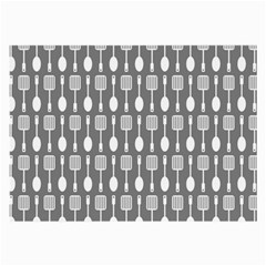 Gray And White Kitchen Utensils Pattern Large Glasses Cloth (2-side) by GardenOfOphir