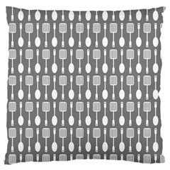 Gray And White Kitchen Utensils Pattern Large Flano Cushion Cases (one Side)  by GardenOfOphir