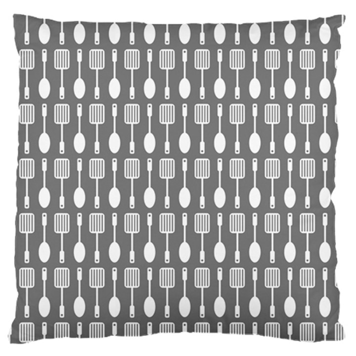 Gray And White Kitchen Utensils Pattern Large Flano Cushion Cases (One Side) 