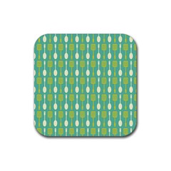 Spatula Spoon Pattern Rubber Coaster (square)  by GardenOfOphir