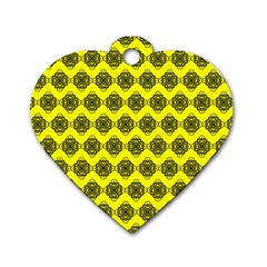 Abstract Knot Geometric Tile Pattern Dog Tag Heart (one Side) by GardenOfOphir