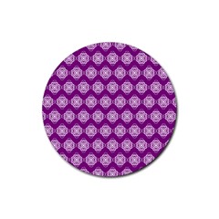 Abstract Knot Geometric Tile Pattern Rubber Coaster (round)  by GardenOfOphir