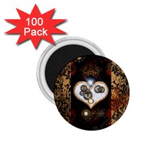 Steampunk, Awesome Heart With Clocks And Gears 1 75  Magnets (100 Pack)  by FantasyWorld7