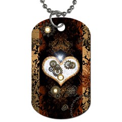 Steampunk, Awesome Heart With Clocks And Gears Dog Tag (one Side) by FantasyWorld7
