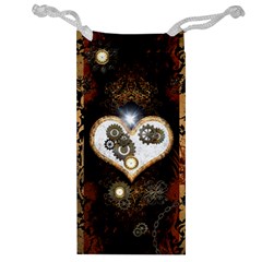 Steampunk, Awesome Heart With Clocks And Gears Jewelry Bags by FantasyWorld7