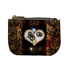 Steampunk, Awesome Heart With Clocks And Gears Mini Coin Purses by FantasyWorld7