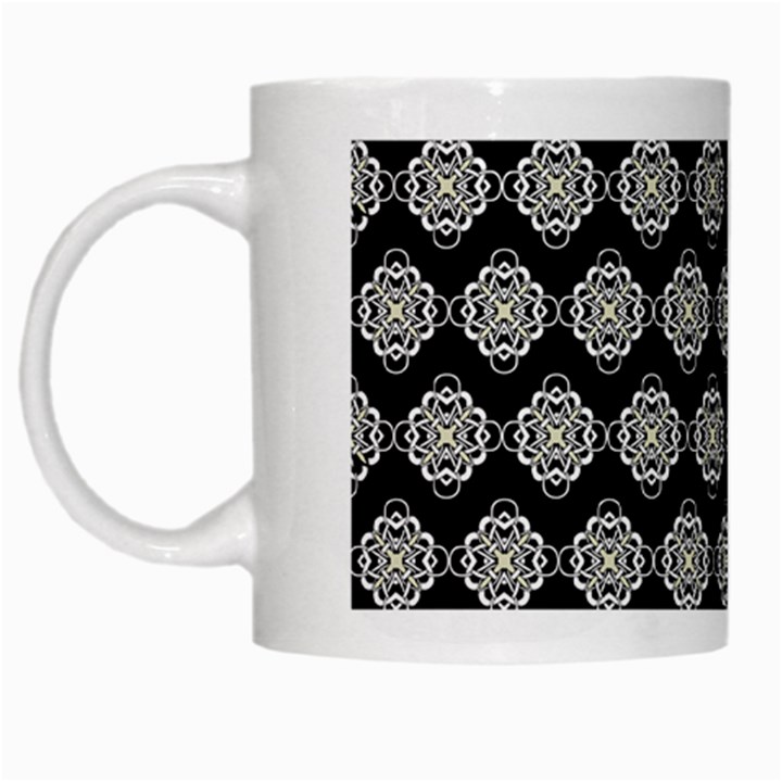 Abstract Knot Geometric Tile Pattern White Mugs