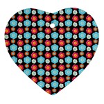 Colorful Floral Pattern Heart Ornament (2 Sides) Front