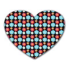 Colorful Floral Pattern Heart Mousepads by GardenOfOphir