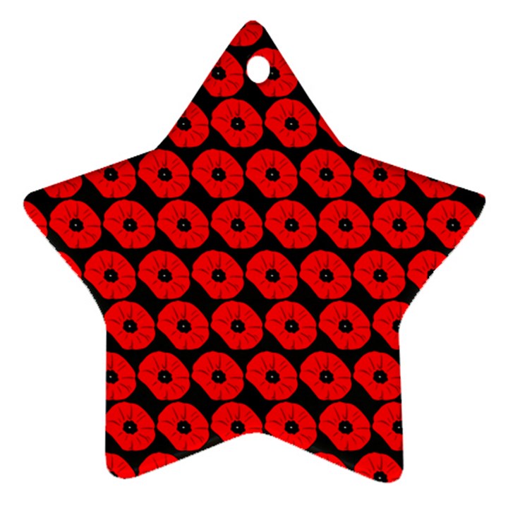Charcoal And Red Peony Flower Pattern Ornament (Star) 