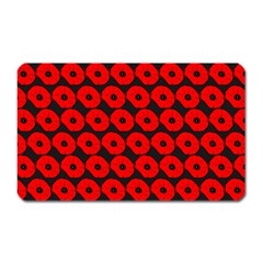 Charcoal And Red Peony Flower Pattern Magnet (Rectangular)