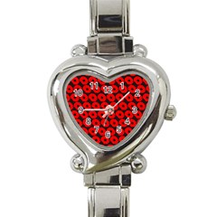 Charcoal And Red Peony Flower Pattern Heart Italian Charm Watch