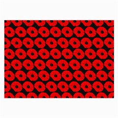 Charcoal And Red Peony Flower Pattern Large Glasses Cloth (2-Side)