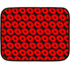 Charcoal And Red Peony Flower Pattern Double Sided Fleece Blanket (Mini) 