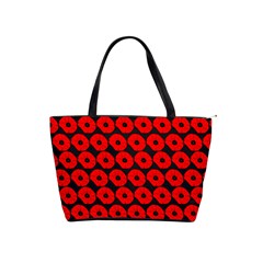 Charcoal And Red Peony Flower Pattern Shoulder Handbags