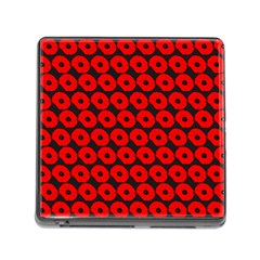 Charcoal And Red Peony Flower Pattern Memory Card Reader (square) by GardenOfOphir