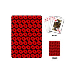 Charcoal And Red Peony Flower Pattern Playing Cards (Mini) 