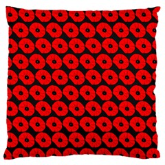 Charcoal And Red Peony Flower Pattern Large Flano Cushion Cases (two Sides) 