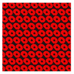 Charcoal And Red Peony Flower Pattern Large Satin Scarf (Square)