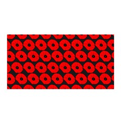 Charcoal And Red Peony Flower Pattern Satin Wrap