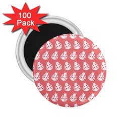 Coral And White Lady Bug Pattern 2.25  Magnets (100 pack) 
