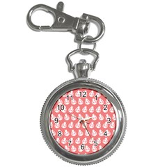 Coral And White Lady Bug Pattern Key Chain Watches
