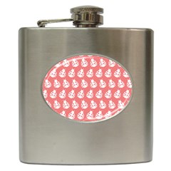 Coral And White Lady Bug Pattern Hip Flask (6 oz)