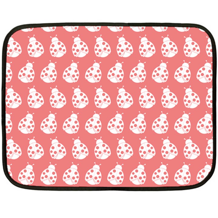 Coral And White Lady Bug Pattern Fleece Blanket (Mini)