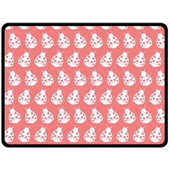 Coral And White Lady Bug Pattern Fleece Blanket (Large) 