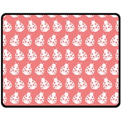 Coral And White Lady Bug Pattern Fleece Blanket (Medium) 