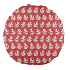 Coral And White Lady Bug Pattern Large 18  Premium Flano Round Cushions