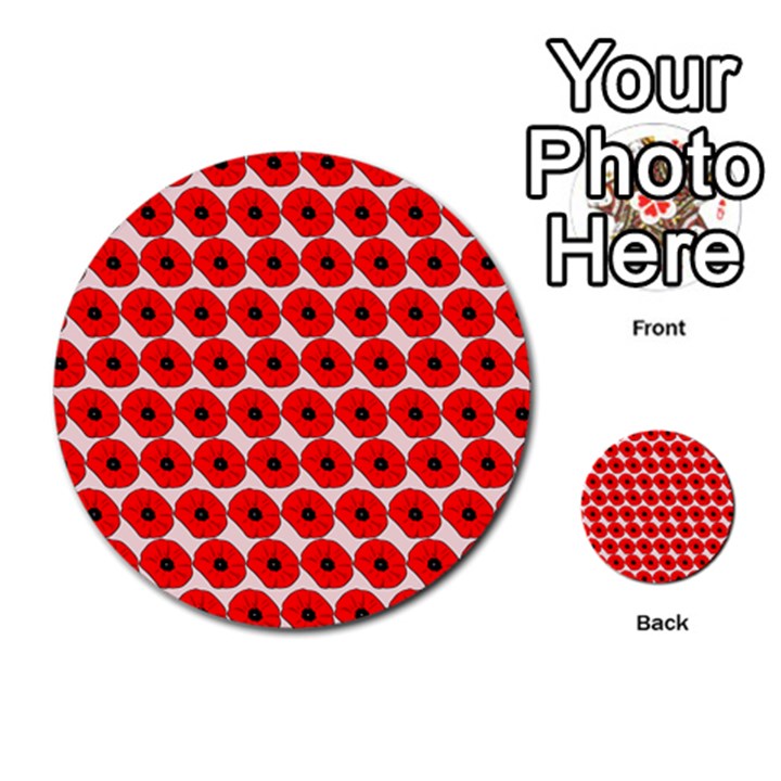 Red Peony Flower Pattern Multi-purpose Cards (Round) 